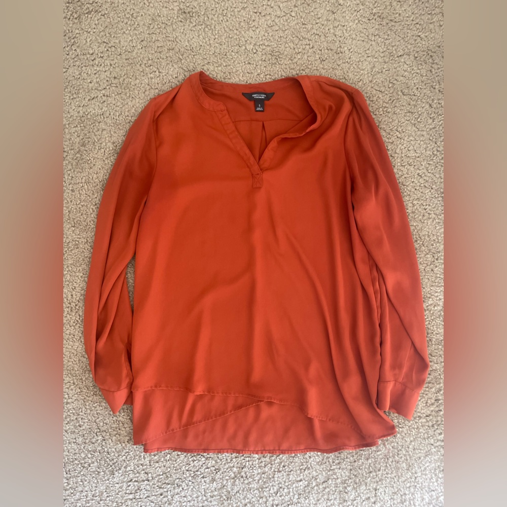 Burnt orange office attire, long sleeve blouse - Picture 1 of 2